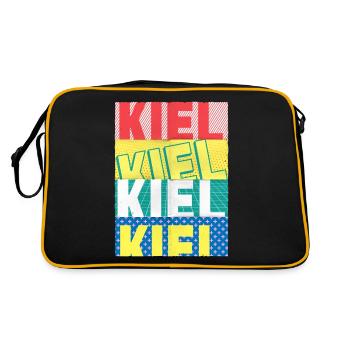 Kiel Deutschland Stadt Schrift Skyline - Retro Tasche - Schwarz/Gold - Hinten