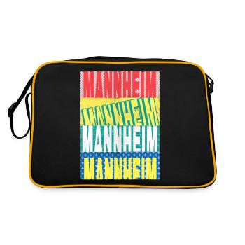 Mannheim Deutschland Stadt Schrift Skyline - Retro Tasche - Schwarz/Gold - Hinten