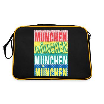 Munich Allemagne City Font Skyline - Sac Retro - noir/or - Dos