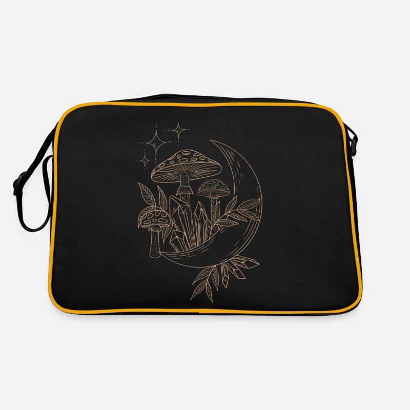 Pilze im Mondschein - Lineart Retro Tasche