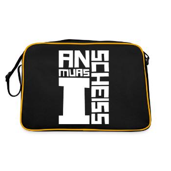 An scheiss muas i - Retro Tasche - Schwarz/Gold - Hinten