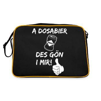 Bier Dosenbier Lustiger Spruch Vorarlberg Dialekt - Retro Tasche - Schwarz/Gold - Hinten