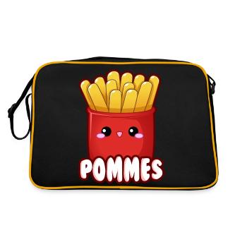 Français frites Émoticône de restauration rapide Mignon - Sac Retro - noir/or - Dos