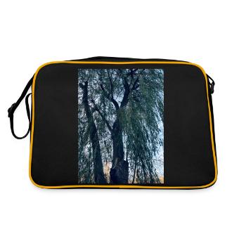 Hochhaus Bäume - Retro Tasche - Schwarz/Gold - Hinten
