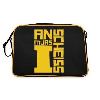 An scheiss muas i - Retro Tasche - Schwarz/Gold - Hinten