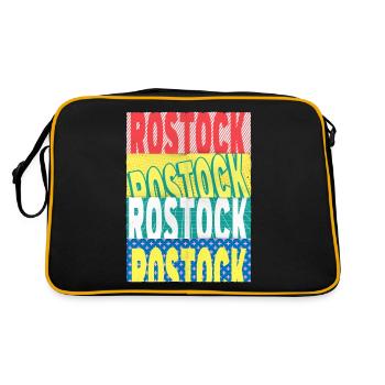 Rostock Germany City Font Skyline - Sac Retro - noir/or - Dos