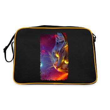 Space Cat - Retro Tasche - Schwarz/Gold - Hinten