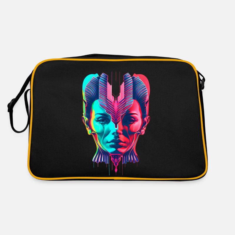 Siamesischer Kopf - Retro Tasche - Schwarz/Gold