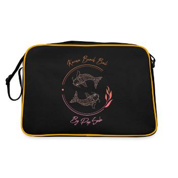 Karma Beach Fische orange rosa - Retro Tasche - Schwarz/Gold - Hinten