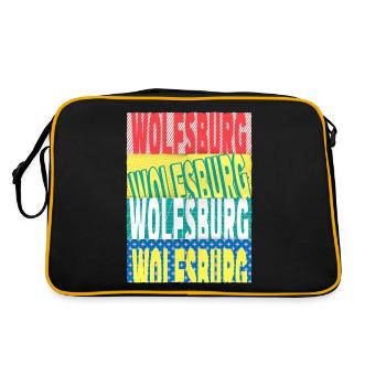Wolfsburg Germany City Font Skyline - Retro Bag - black/gold - Back