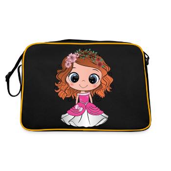 Princesse rousse aux yeux bleus et une robe rose - Sac Retro - noir/or - Dos