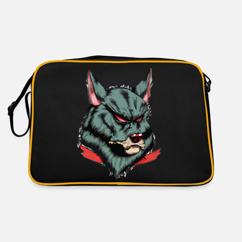 Ace der wütende Wolf - Retro Tasche - Schwarz/Gold