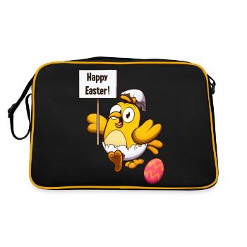 Mignon petit poussin de Pâques avec signe - Sac Retro - noir/or - Dos