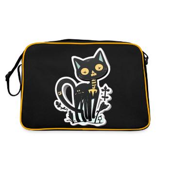 Süße abstrakte schwarze Katze - Retro Tasche - Schwarz/Gold - Hinten