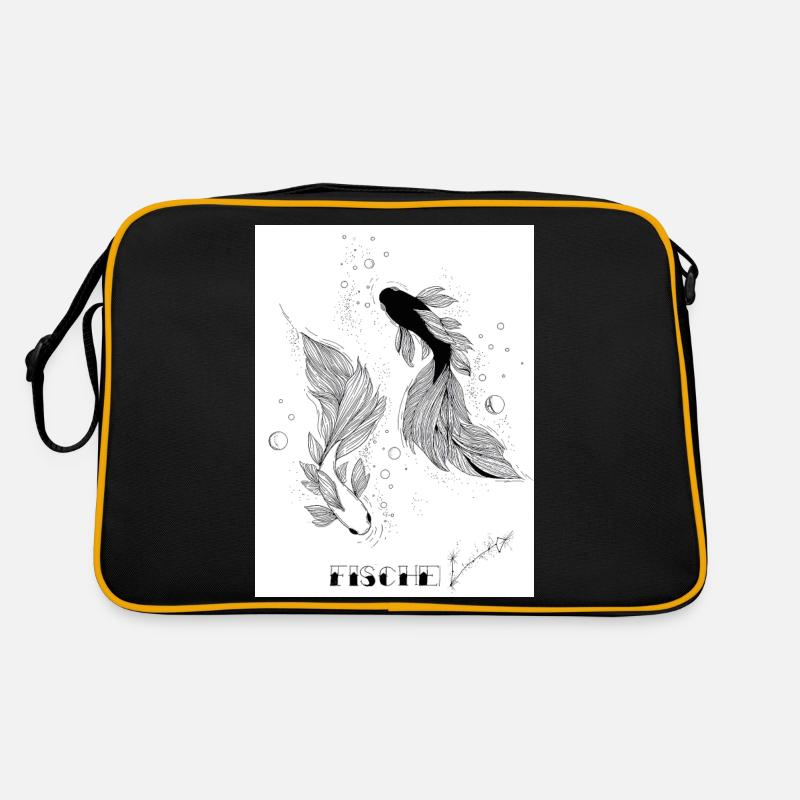 Fische - Retro Tasche - Schwarz/Gold