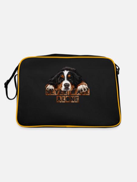 Berner Sennenhund - Retro Tasche - Schwarz/Gold - Hinten