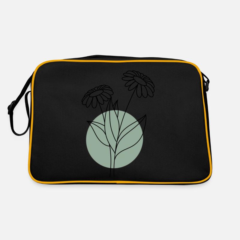 Fleur avec cercle vert Sac Retro