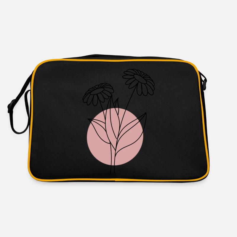 Flower with pink circle - Retro Bag - black/gold