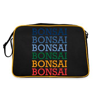 bunter Bonsai Baum Spruch Japan Geschenk - Retro Tasche - Schwarz/Gold - Hinten