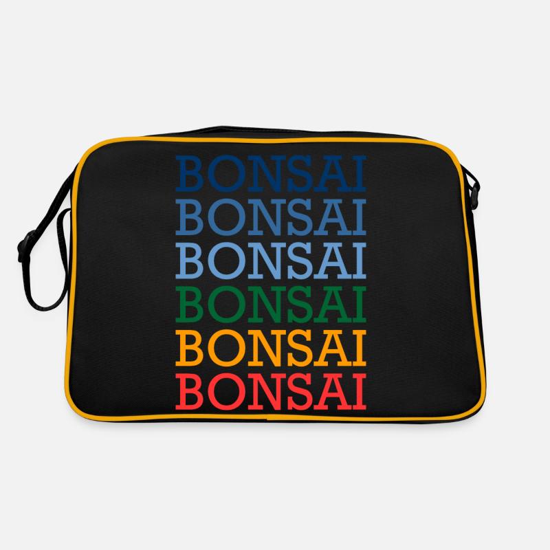 bunter Bonsai Baum Spruch Japan Geschenk - Retro Tasche - Schwarz/Gold