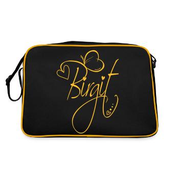 Birgit Nom Prénom Fille Calligraphie Décor - Sac Retro - noir/or - Dos