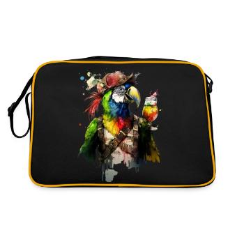 Cool parrot pirate with beer. - Retro Bag - black/gold - Back