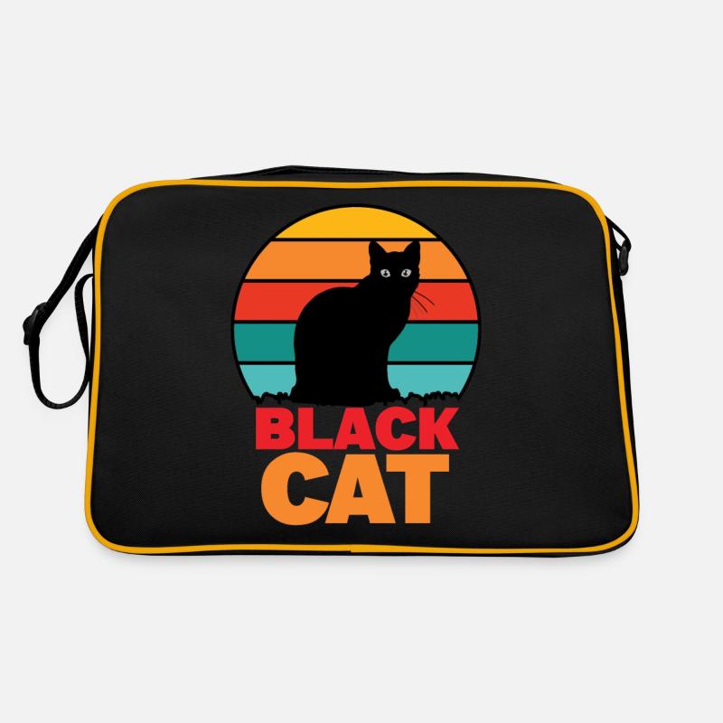 Schwarze Katze Retro Tasche