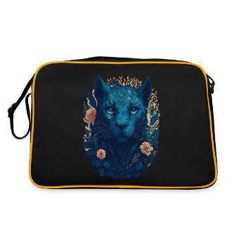 Grand chat avec des fleurs - Sac Retro - noir/or - Dos