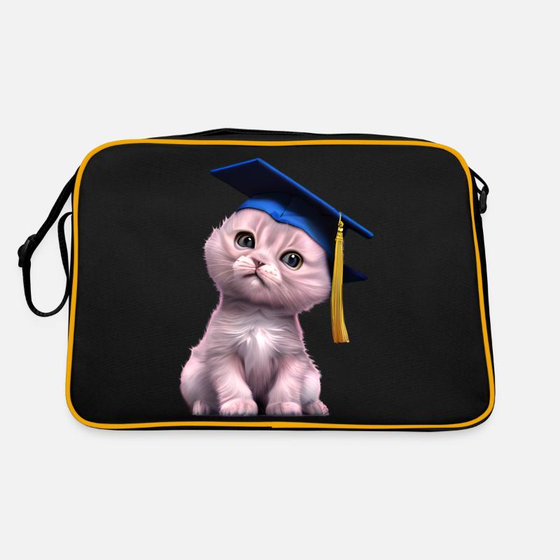Bachelor Katze Schulabschluss Studium Absolvent Retro Tasche