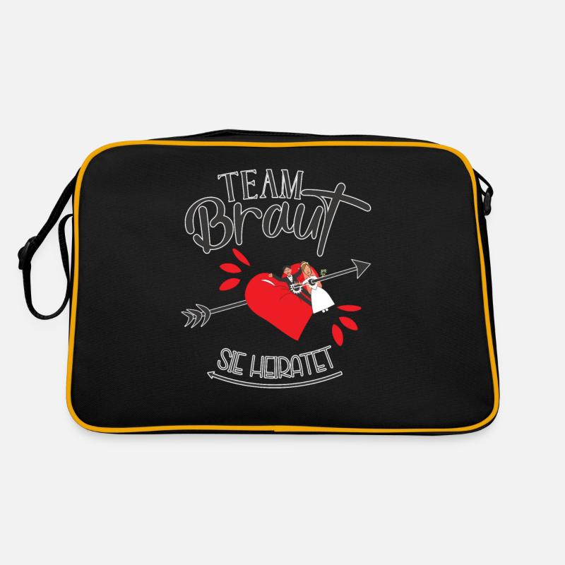 Team Braut mit Herz Pfeil sie heiratet Retro Tasche