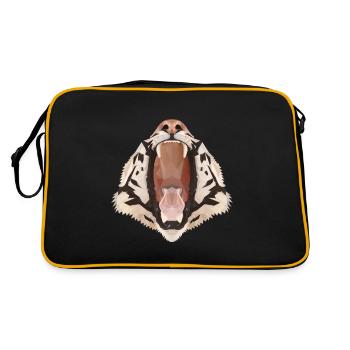 Tiger polygon with open mouth - Retro Bag - black/gold - Back