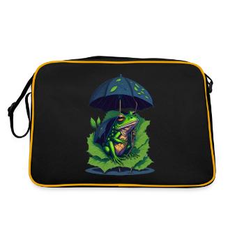 Frog with Umbrella Cute Frogs Cool - Retro Bag - black/gold - Back