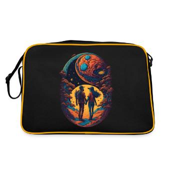Holding hands in space Love Romantic - Retro Bag - black/gold - Back