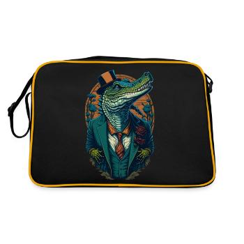 Crocodile avec chapeau et costume Lustic Comic Style - Sac Retro - noir/or - Dos