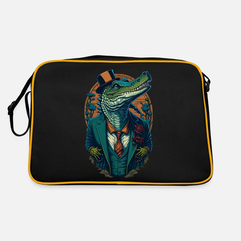 Crocodile with hat and suit Lustic Comic Style Retro Bag