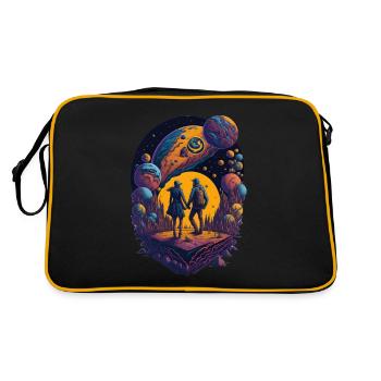 Love Space Holding Hands Lover Gift - Retro Bag - black/gold - Back