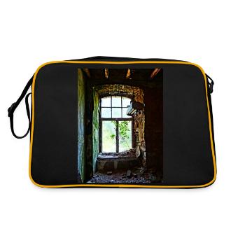 Urbex Photography | Colorful window with tree - Retro Bag - black/gold - Back
