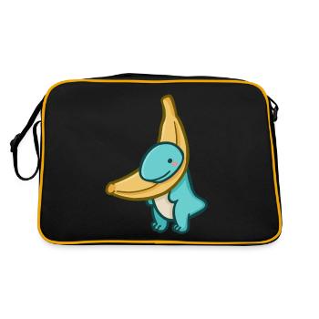 hugadino Banana Boi, Dino, cute dinosaur - Retro Bag - black/gold - Back