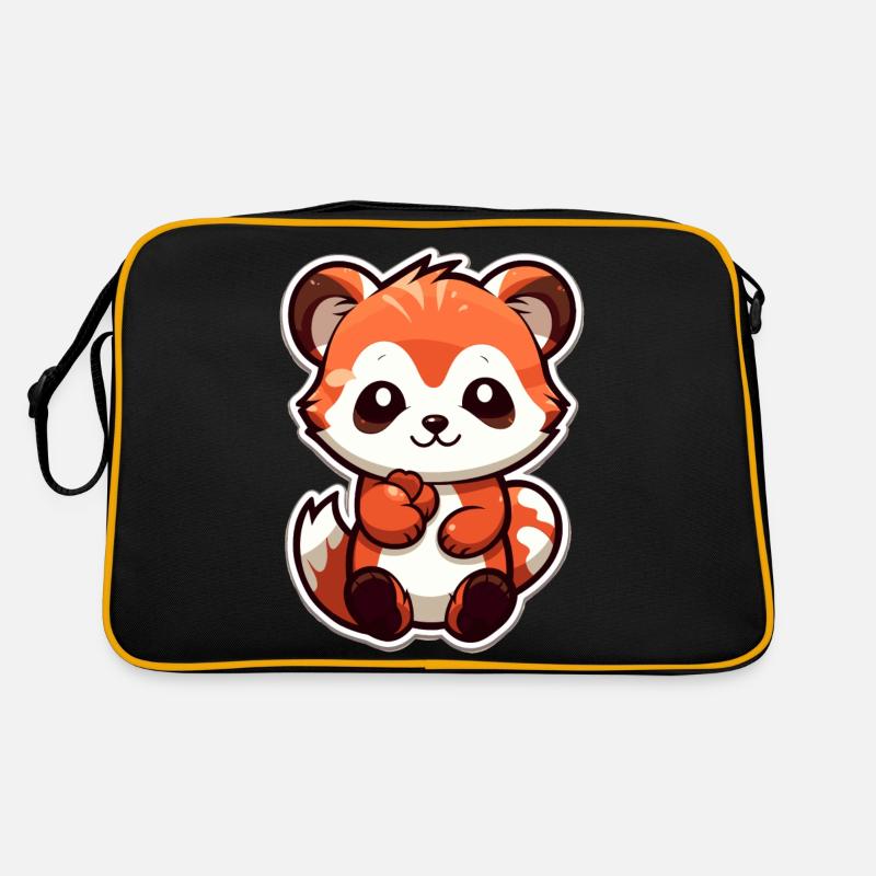 Roter Panda - Retro Tasche - Schwarz/Gold