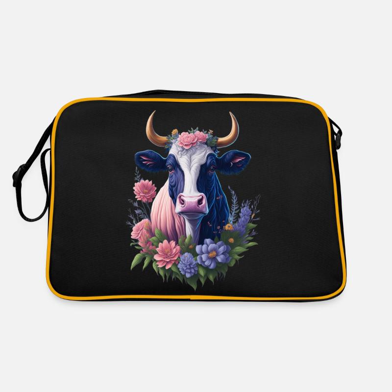 Kuh - Retro Tasche - Schwarz/Gold