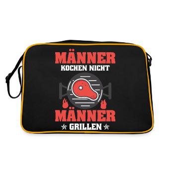 Männer kochen nicht - Männer grillen - Retro Tasche - Schwarz/Gold - Hinten