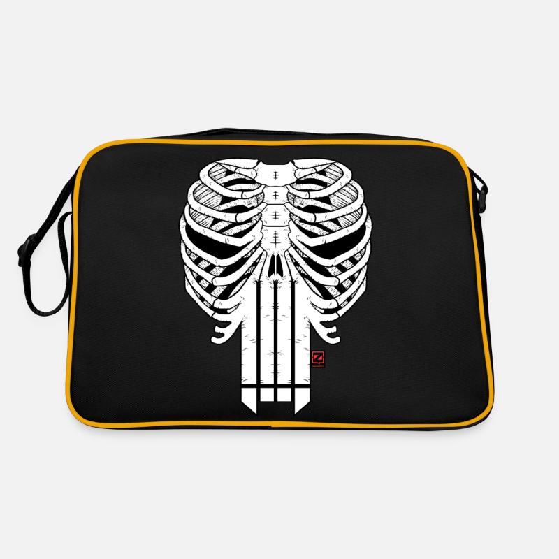 HARDCORE HORRORSHOW SKULL - Retro Tasche - Schwarz/Gold