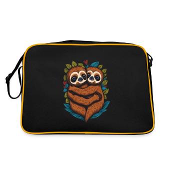 Romantic sloth couple - Retro Bag - black/gold - Back