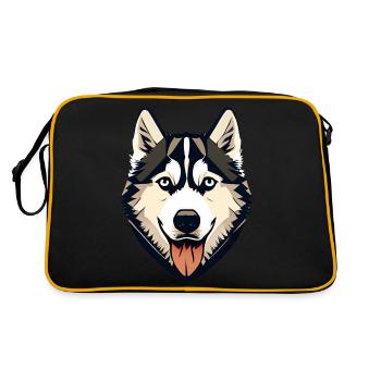 husky face vector look geometric proud strong wild - Retro Bag - black/gold - Back