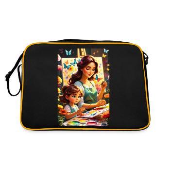 personalisiertes Design-Muttergeschenk - Retro Tasche - Schwarz/Gold - Hinten