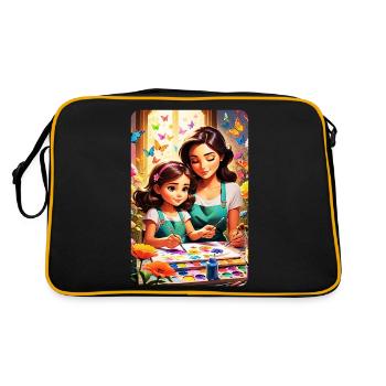 personalisiertes Design-Muttergeschenk - Retro Tasche - Schwarz/Gold - Hinten