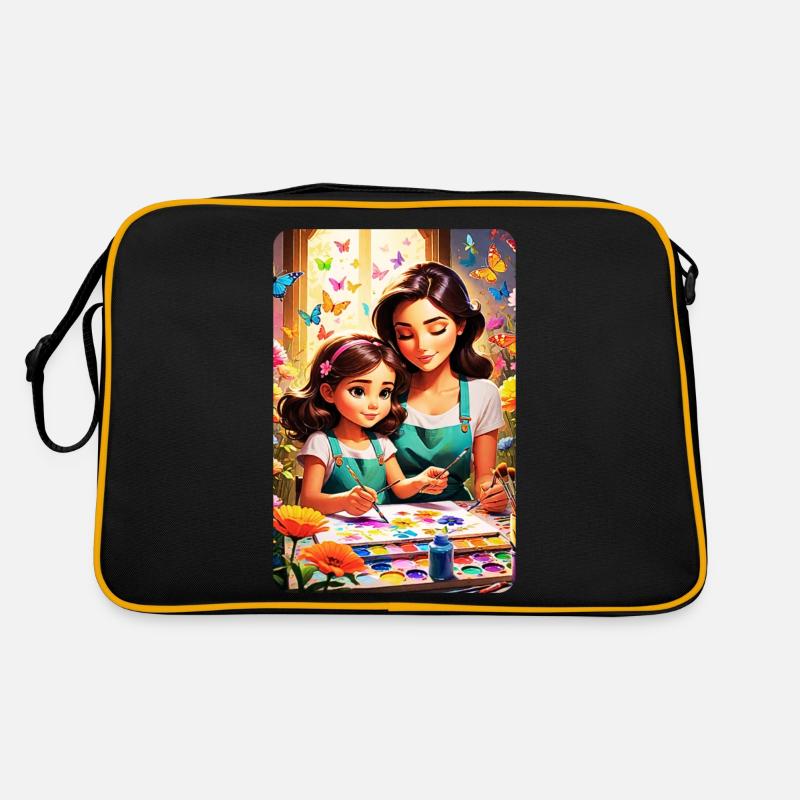 personalisiertes Design-Muttergeschenk - Retro Tasche - Schwarz/Gold