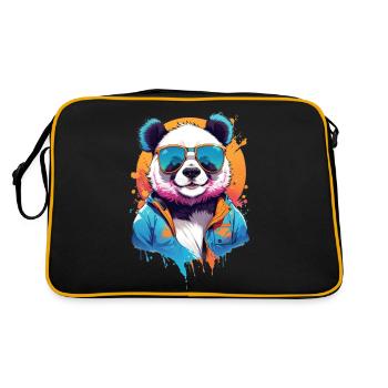 Cool Colourful Panda in Sunglasses - Retro Bag - black/gold - Back