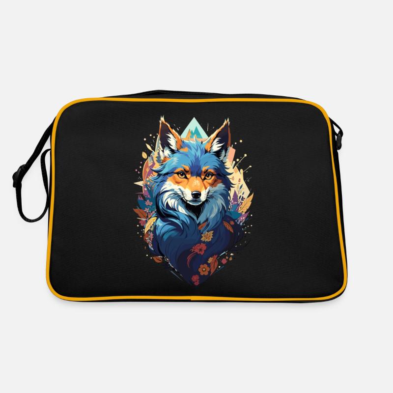 Blue Fantasy Fox in Vector Style Retro Bag