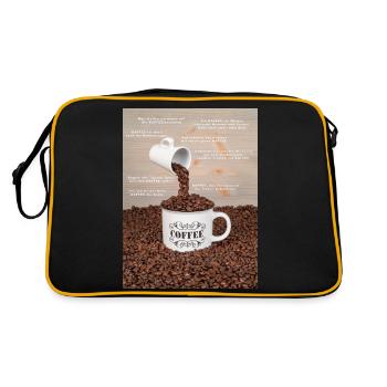 Eine Tasse Kaffee mit Sprüchen - Retro Tasche - Schwarz/Gold - Hinten